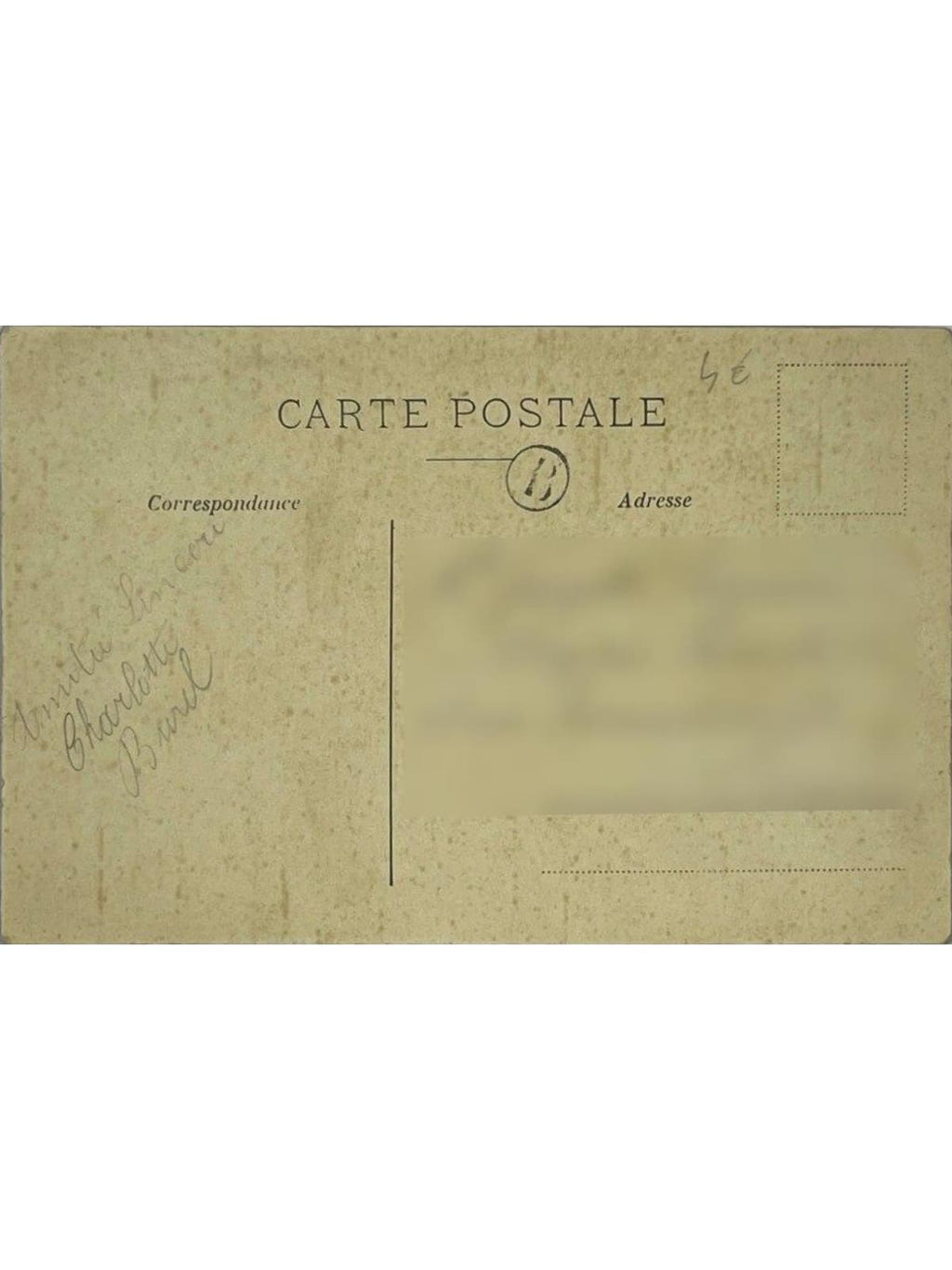 Verso de la carte postale
