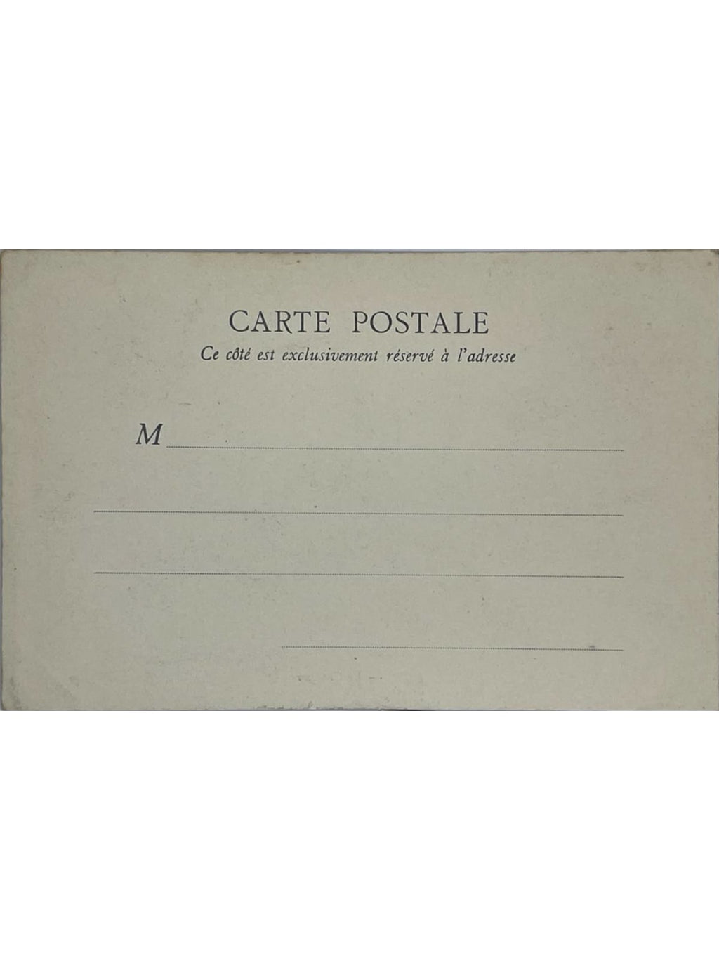 Verso de la carte postale