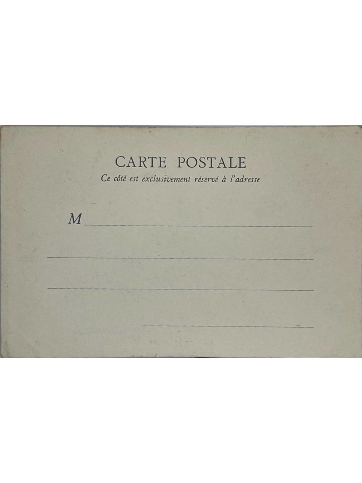 Verso de la carte postale