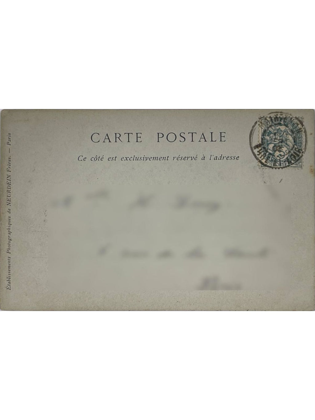 Verso de la carte postale