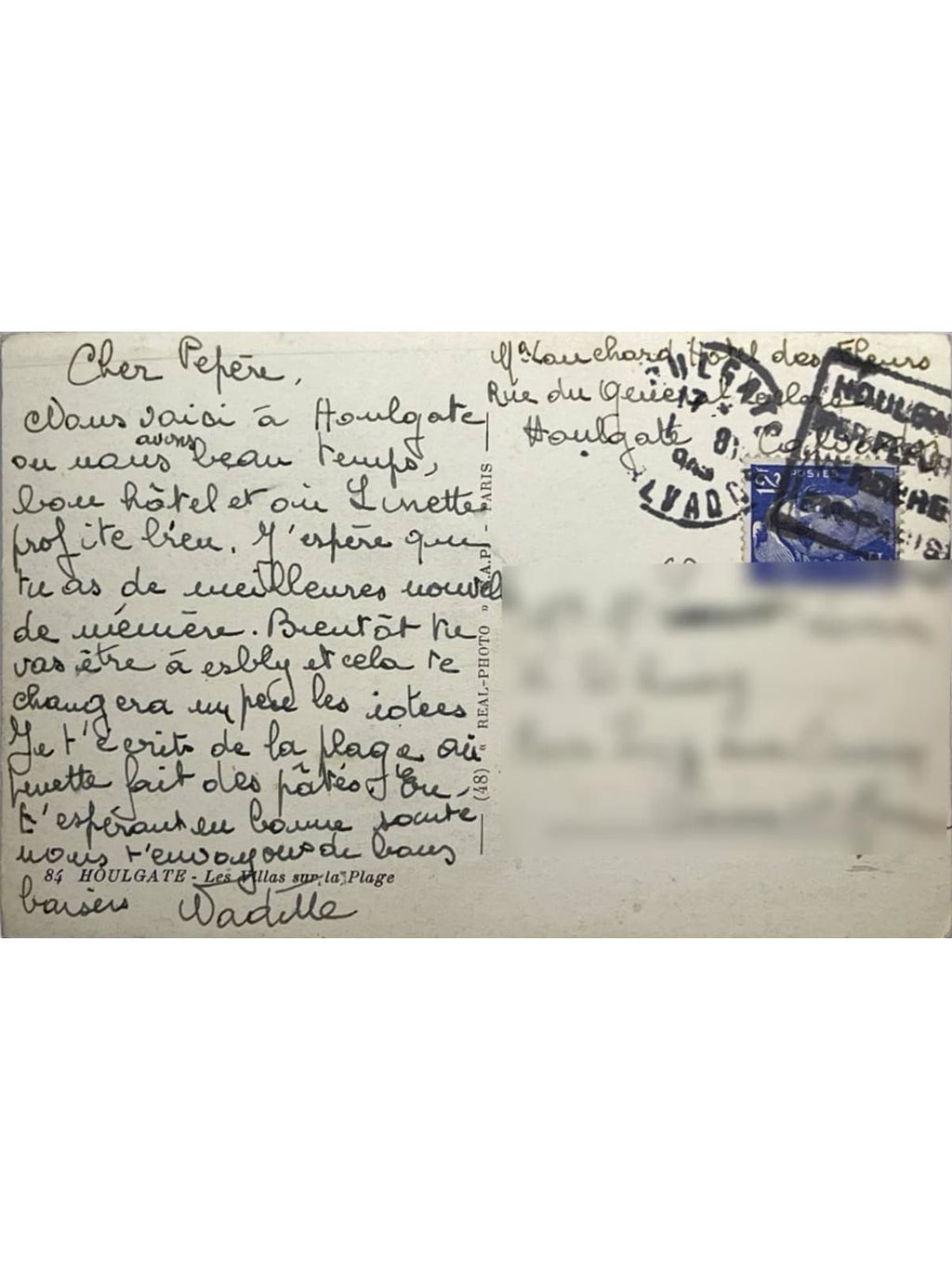 Verso de la carte postale