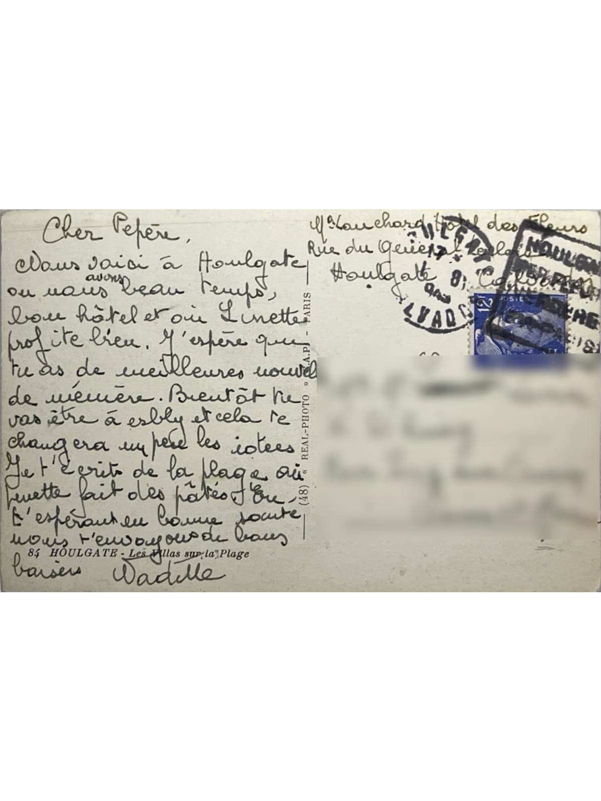 Verso de la carte postale