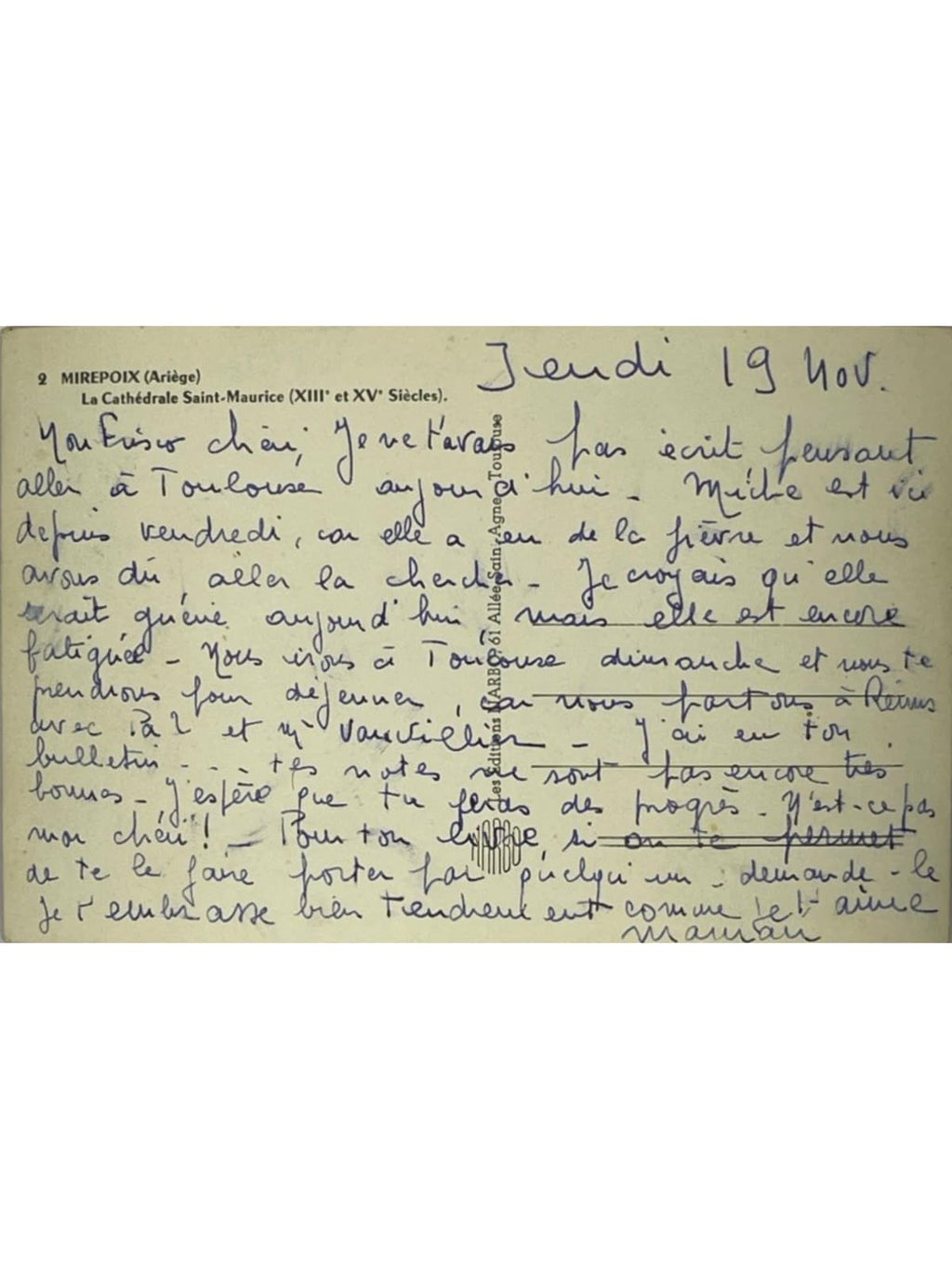 Verso de la carte postale