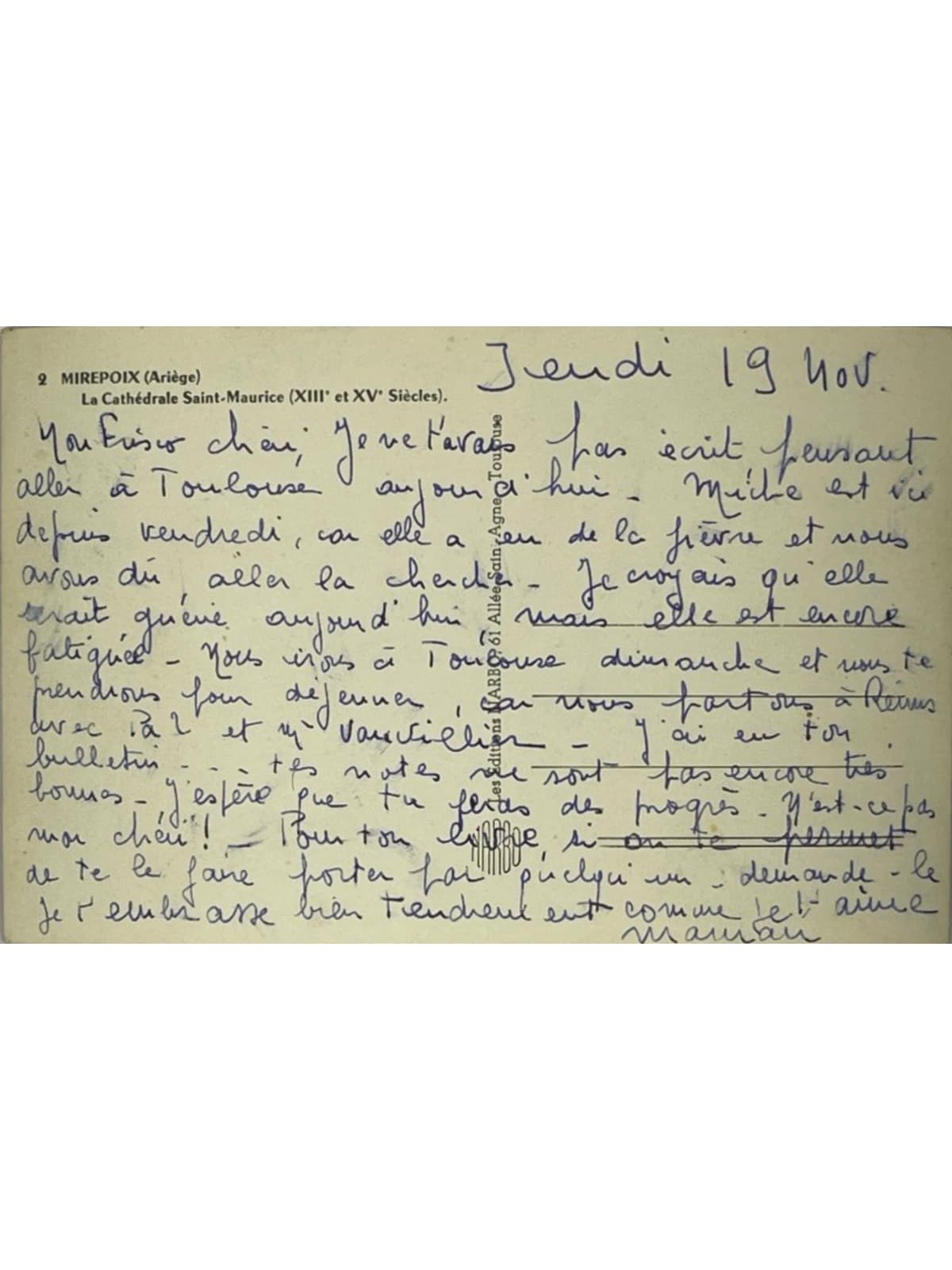Verso de la carte postale