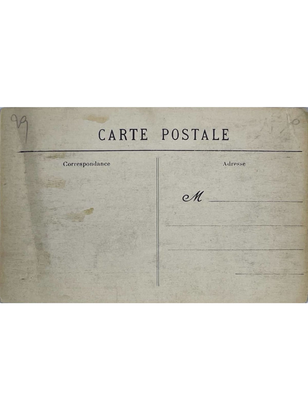 Verso de la carte postale