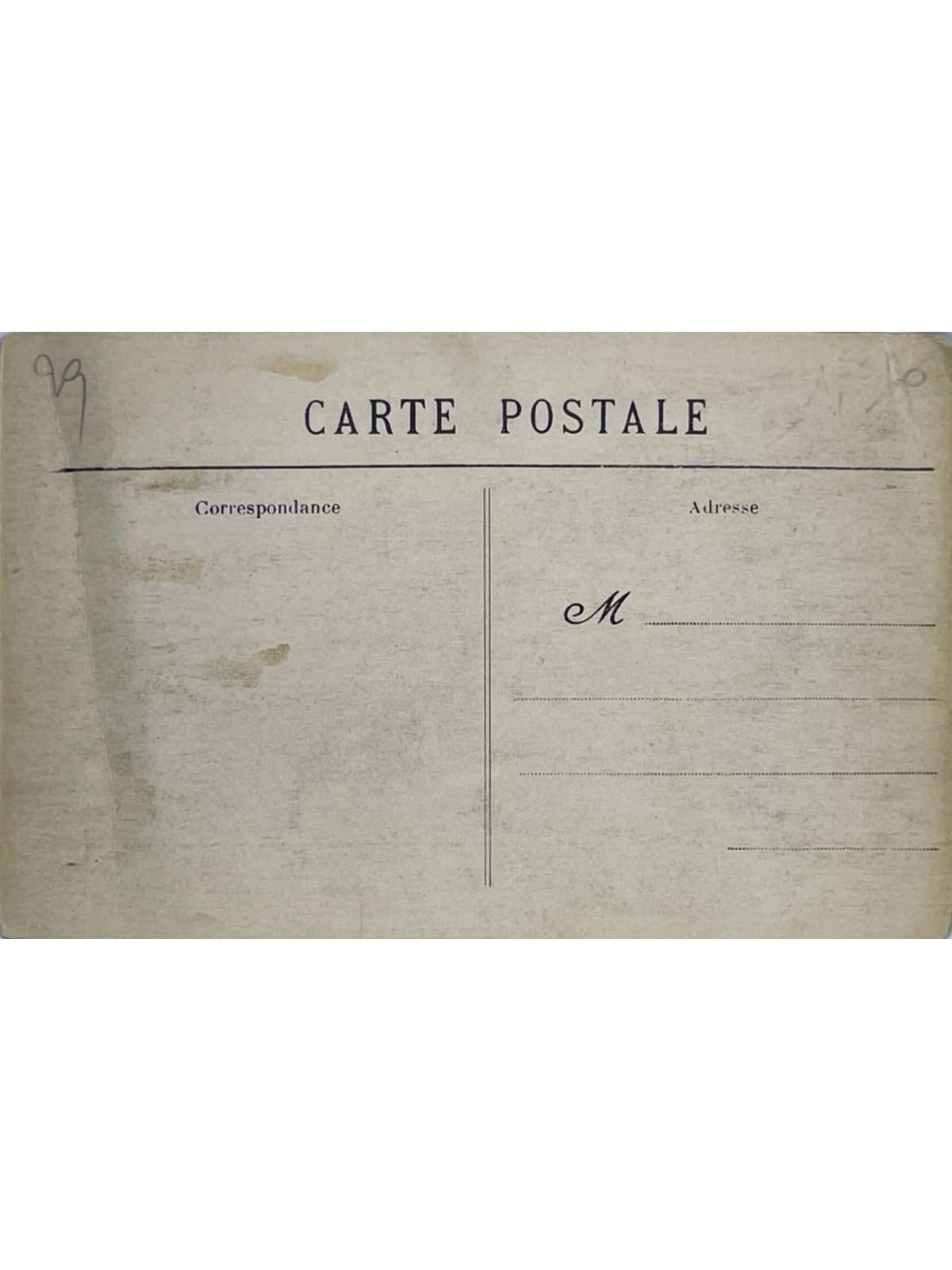 Verso de la carte postale