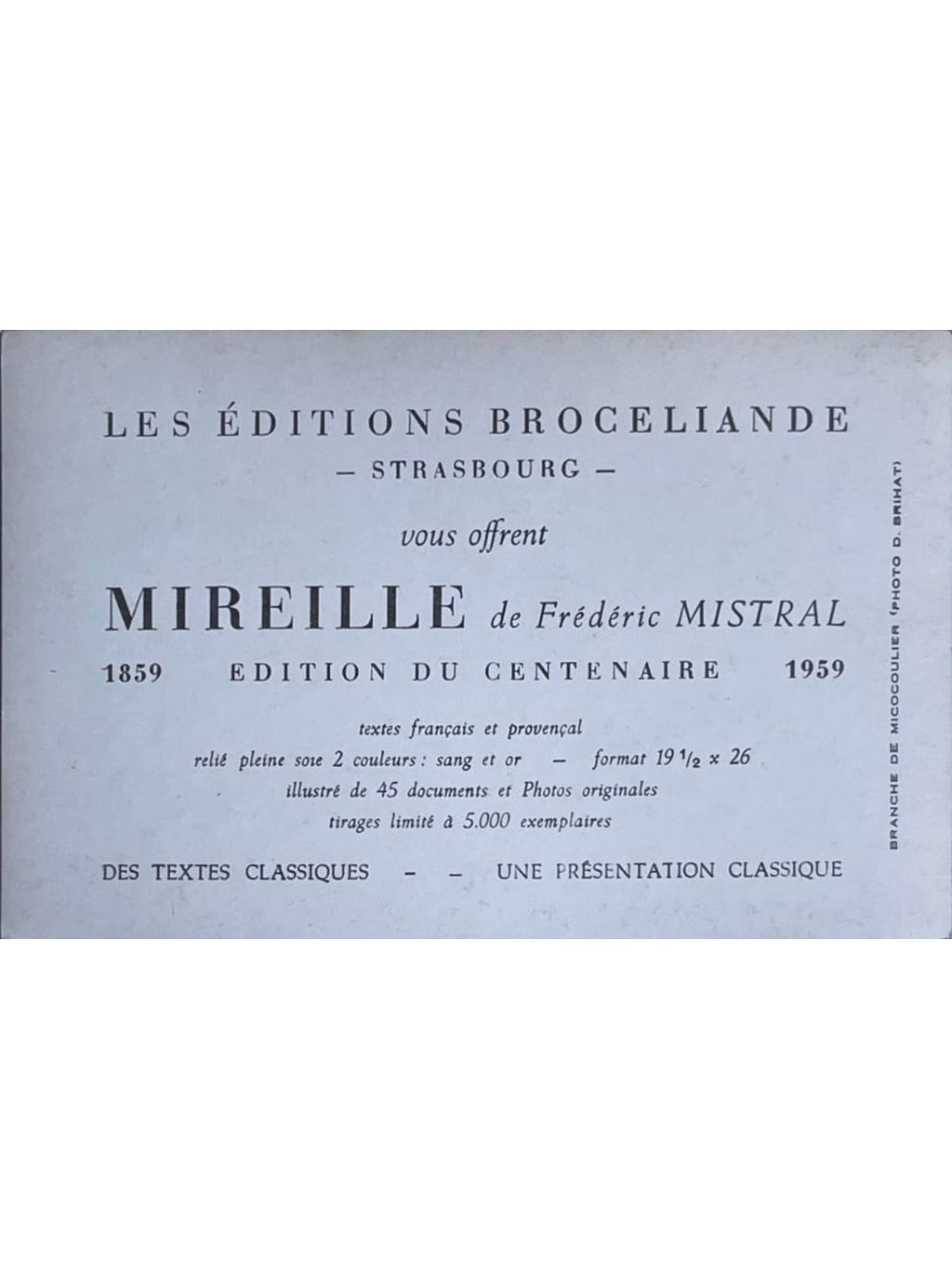 Verso de la carte postale