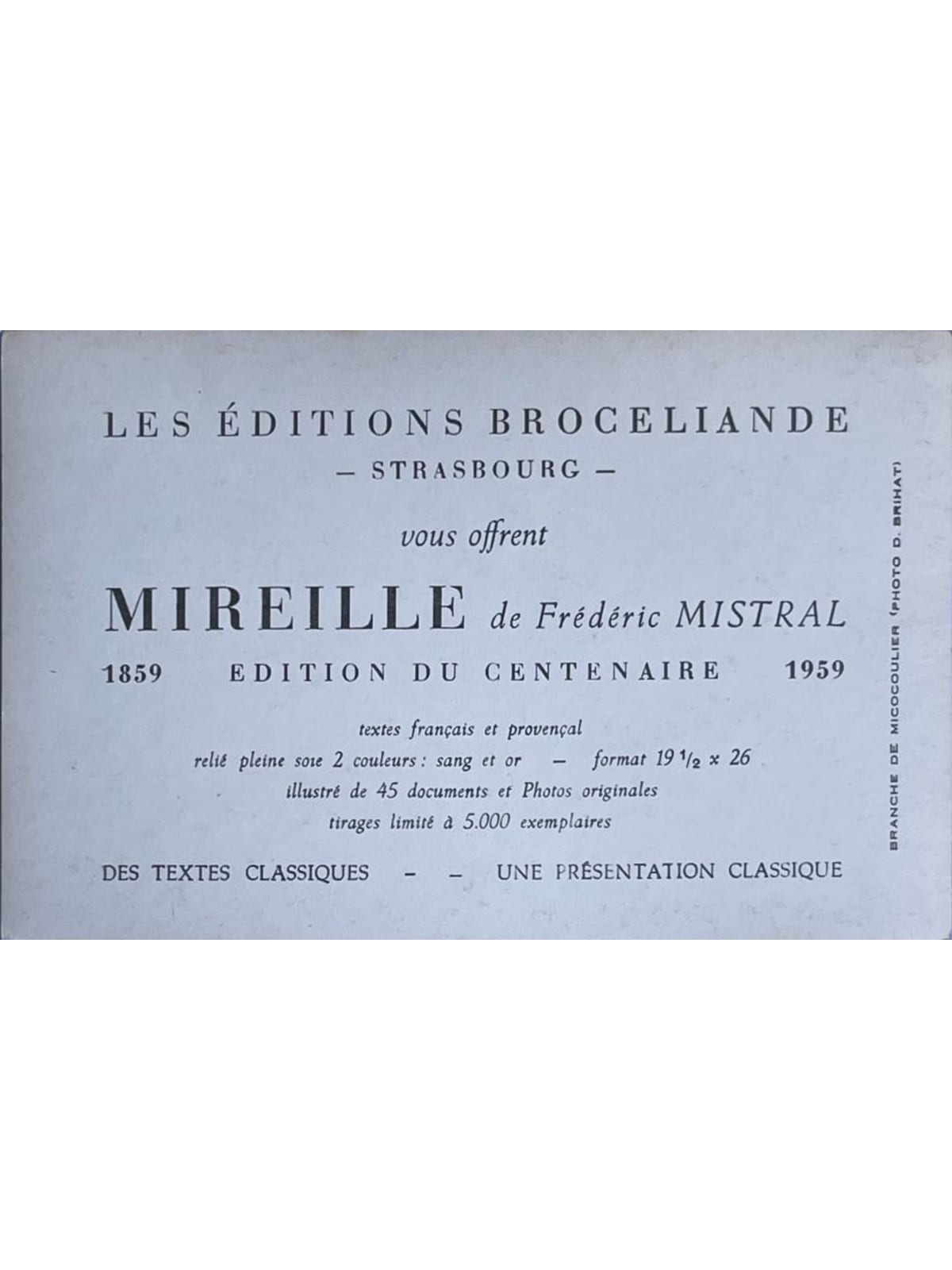 Verso de la carte postale