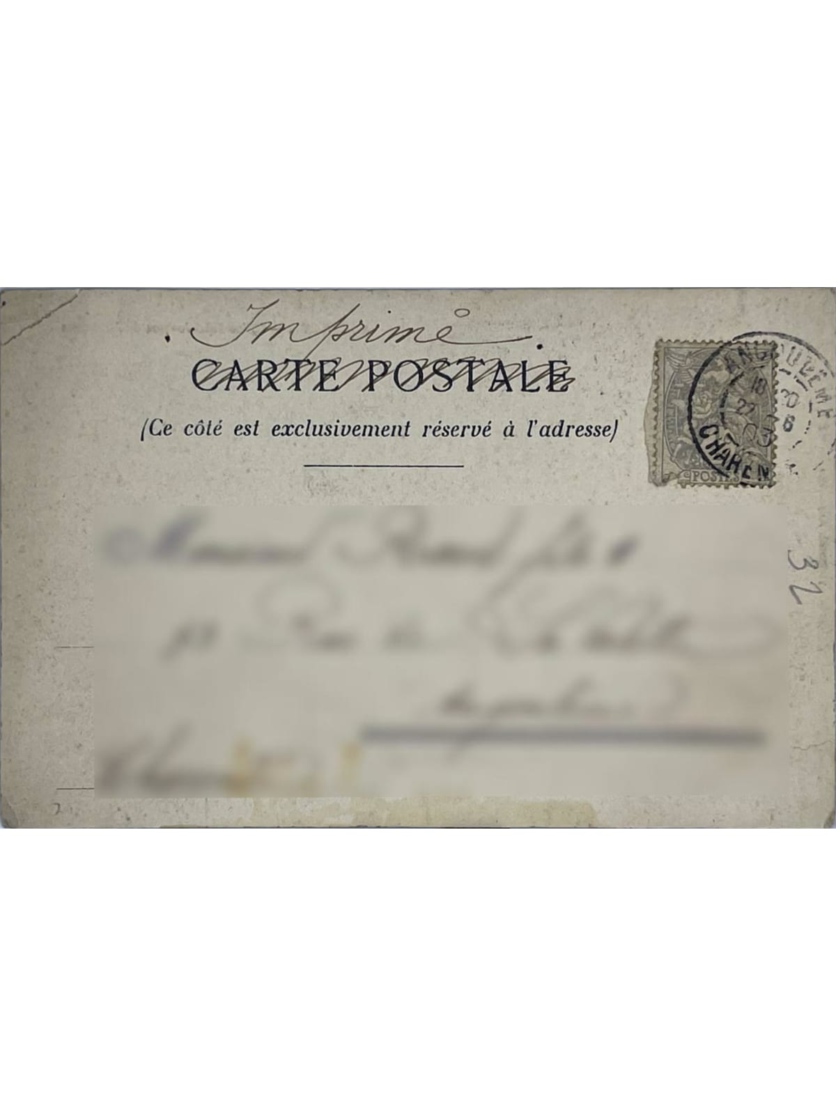 Verso de la carte postale