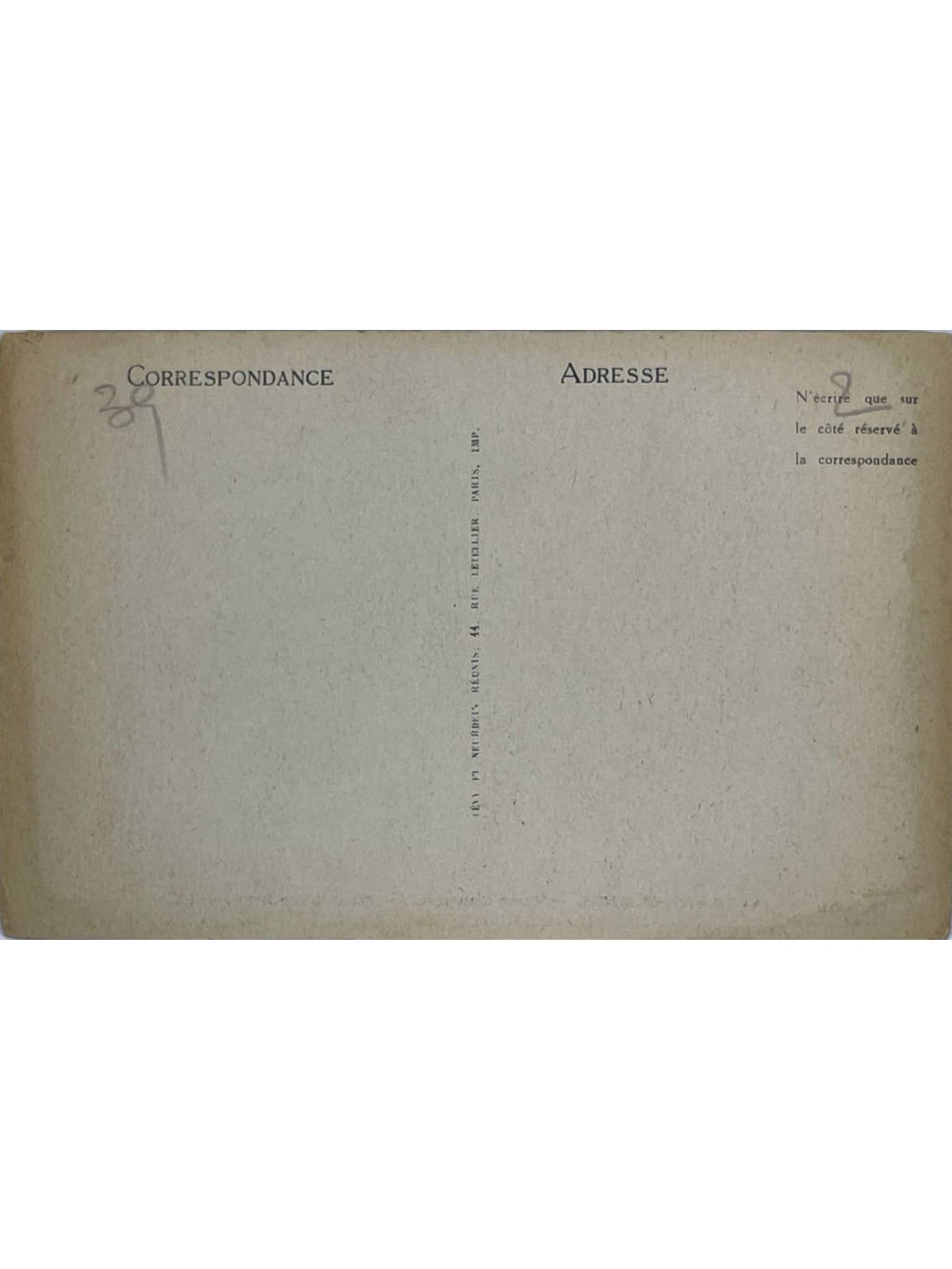 Verso de la carte postale