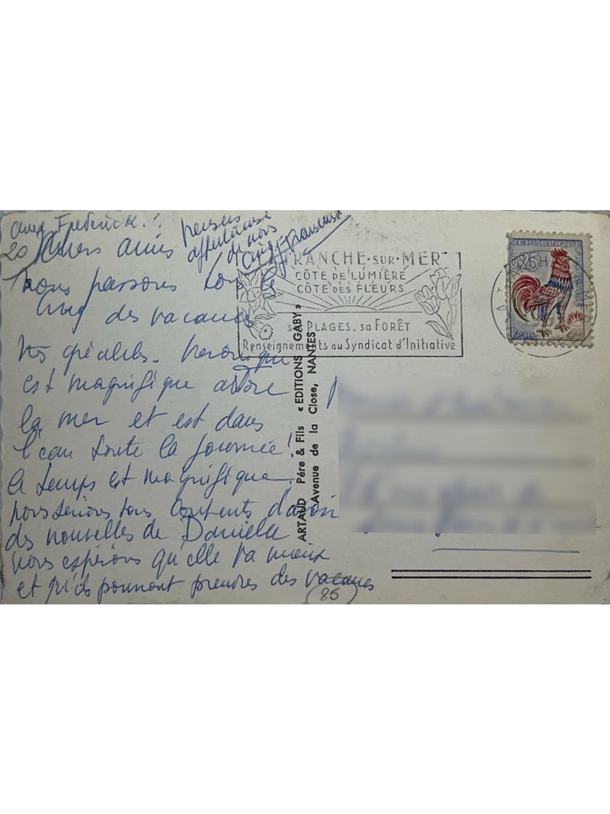 Verso de la carte postale