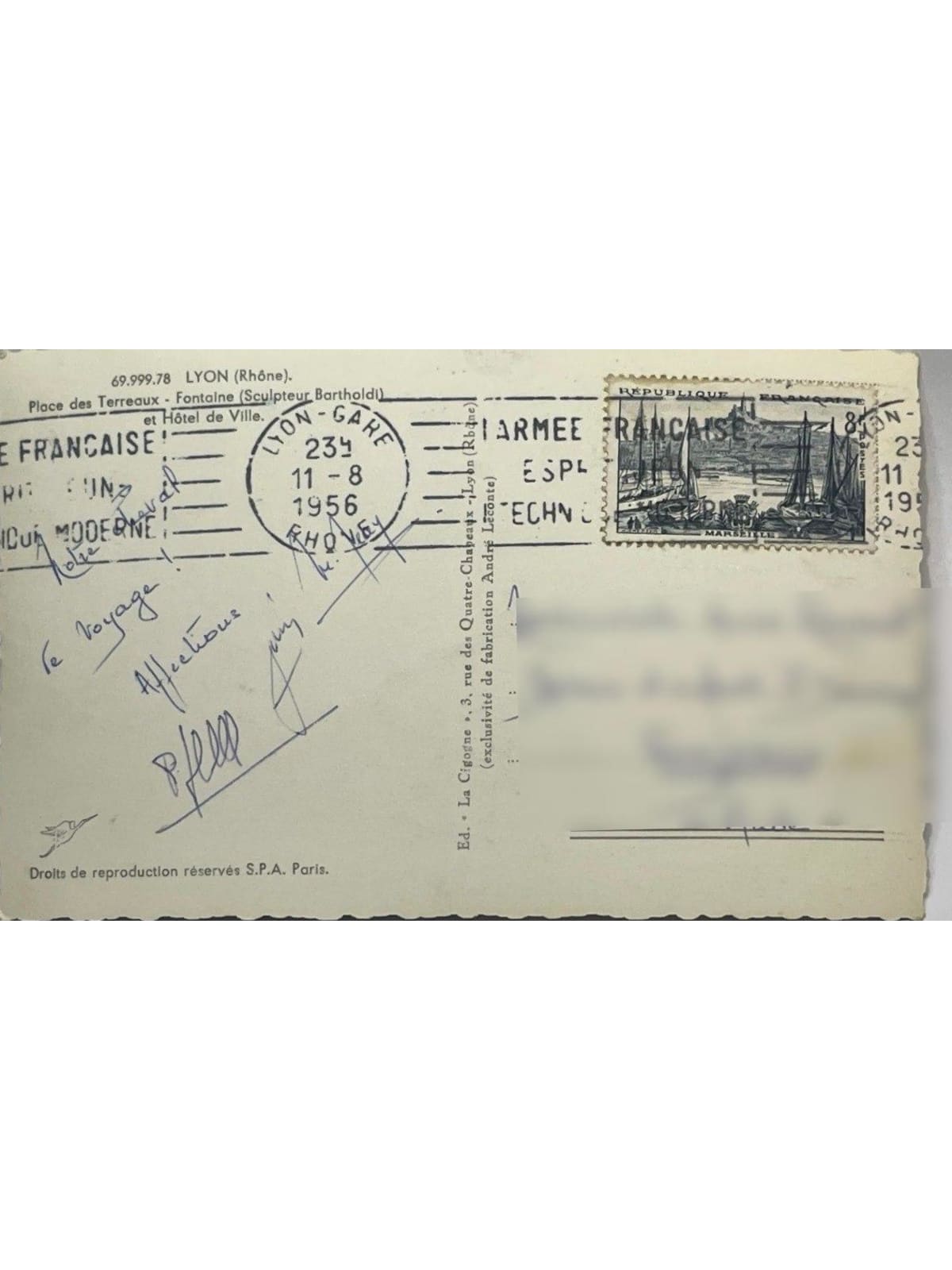 Verso de la carte postale