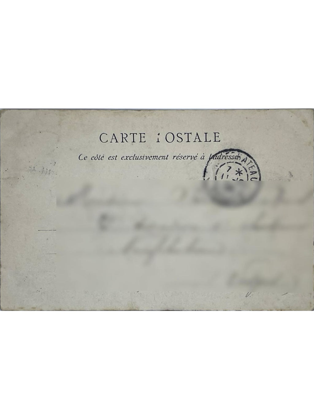Verso de la carte postale