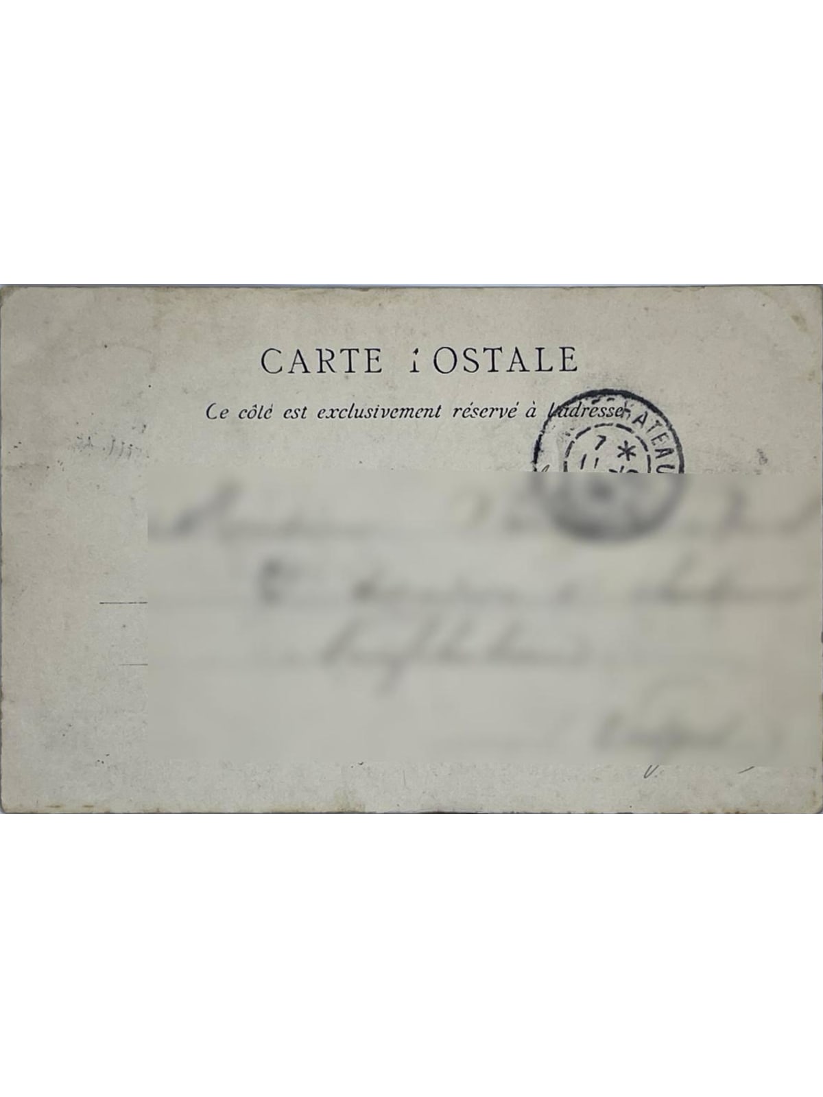 Verso de la carte postale