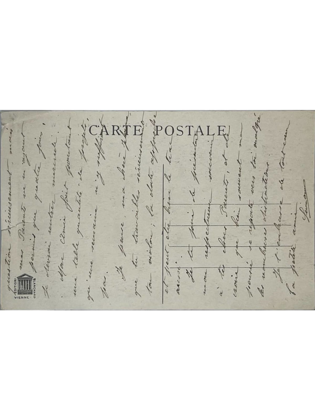 Verso de la carte postale