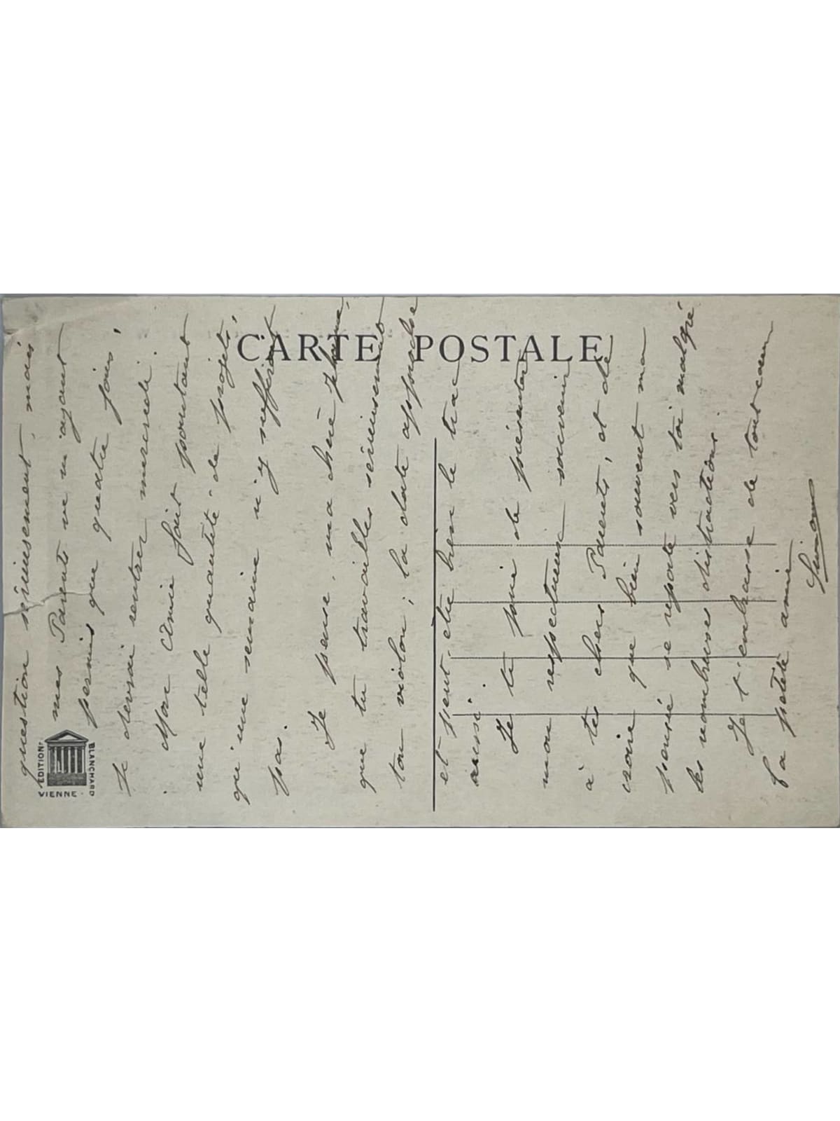 Verso de la carte postale