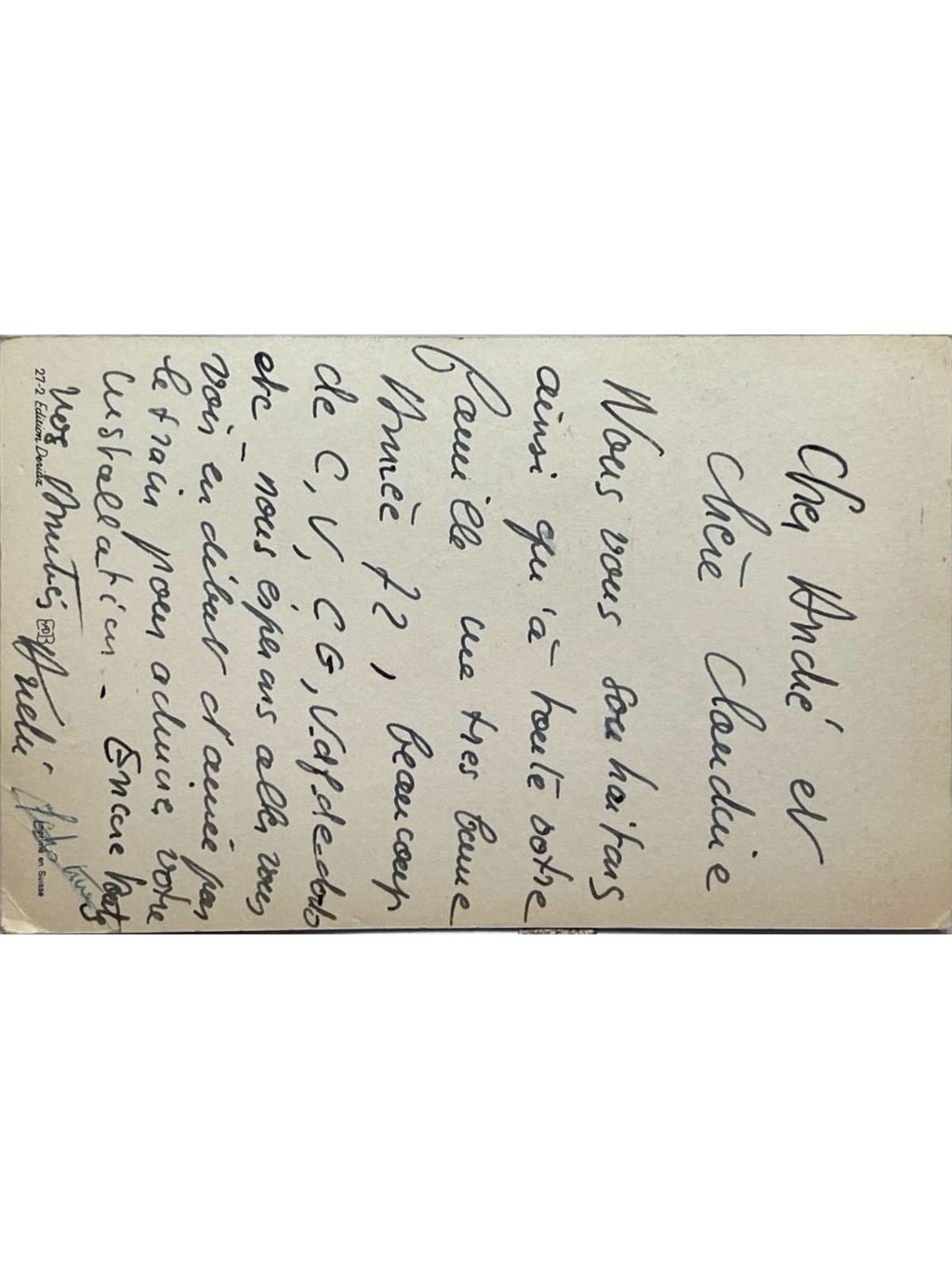 Verso de la carte postale
