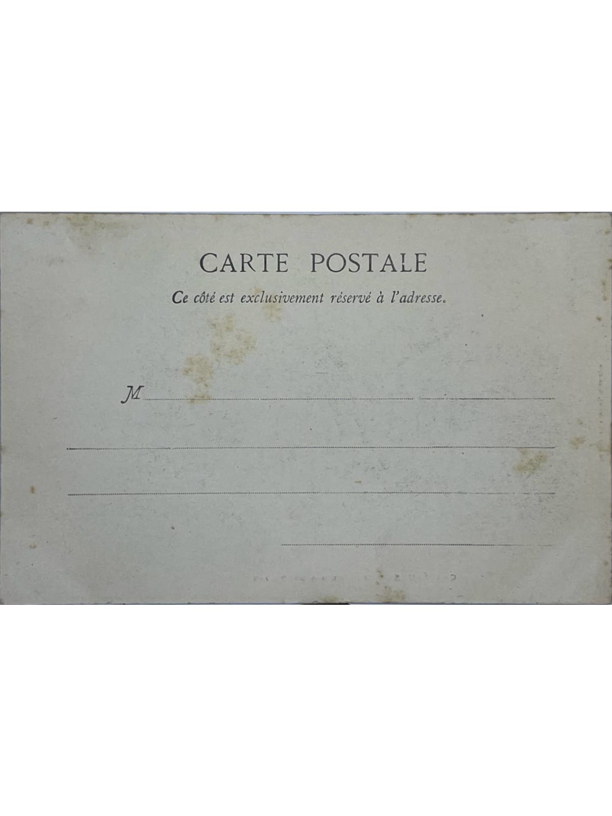 Verso de la carte postale