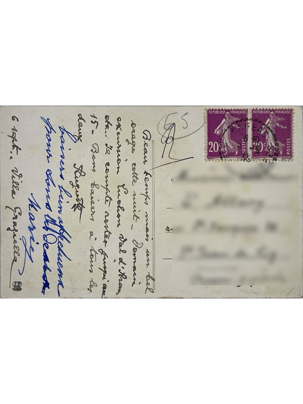 Verso de la carte postale