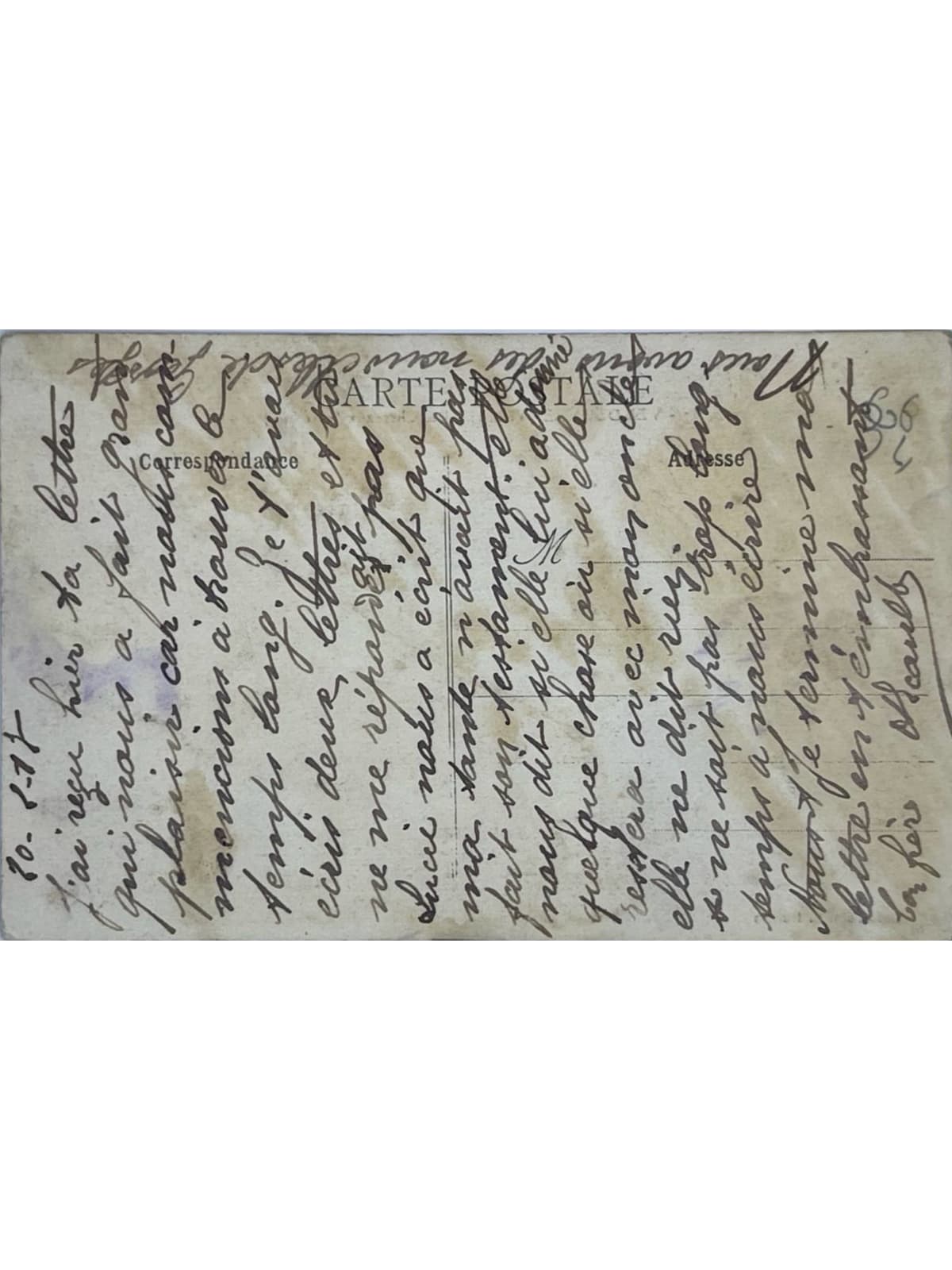 Verso de la carte postale