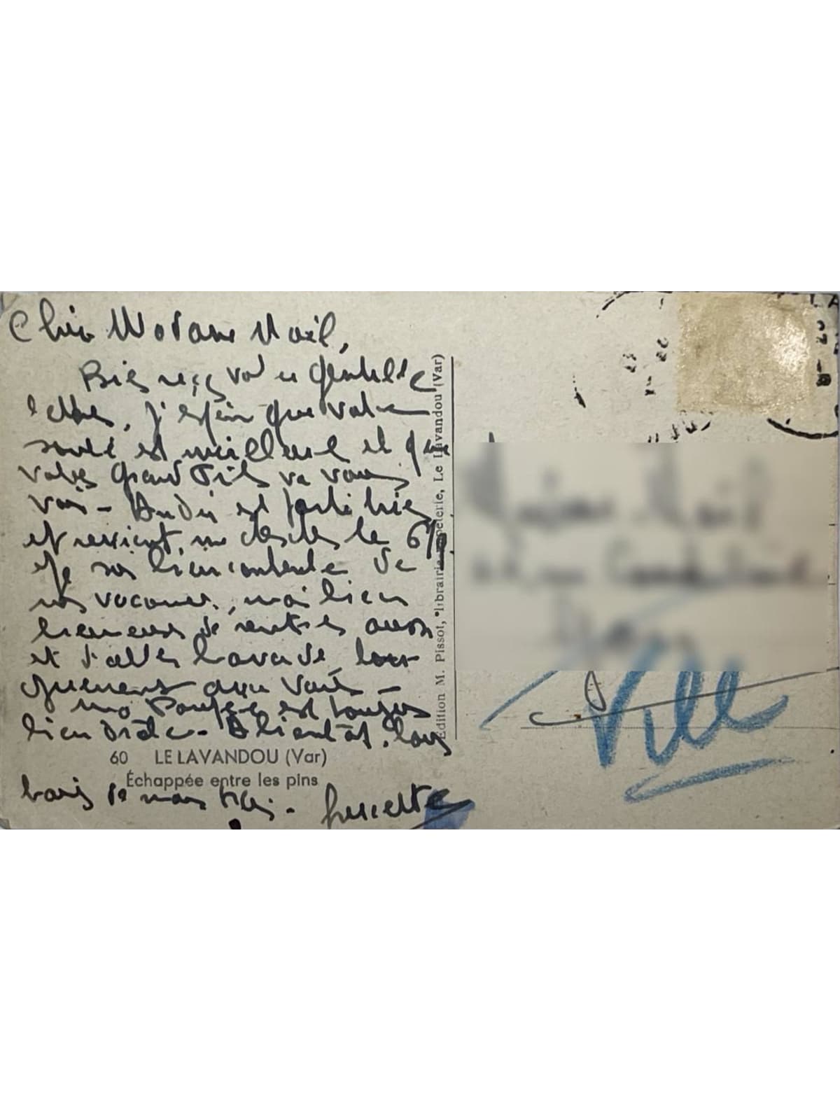 Verso de la carte postale