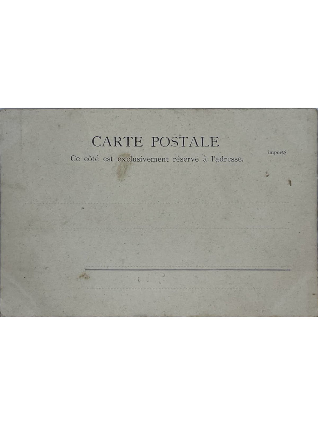 Verso de la carte postale
