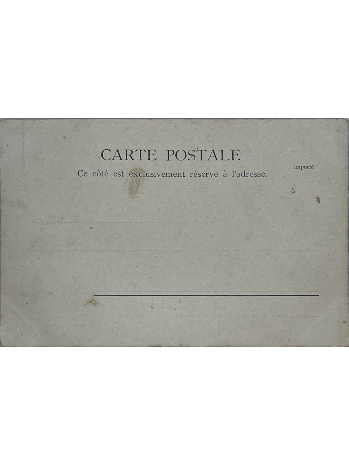 Verso de la carte postale