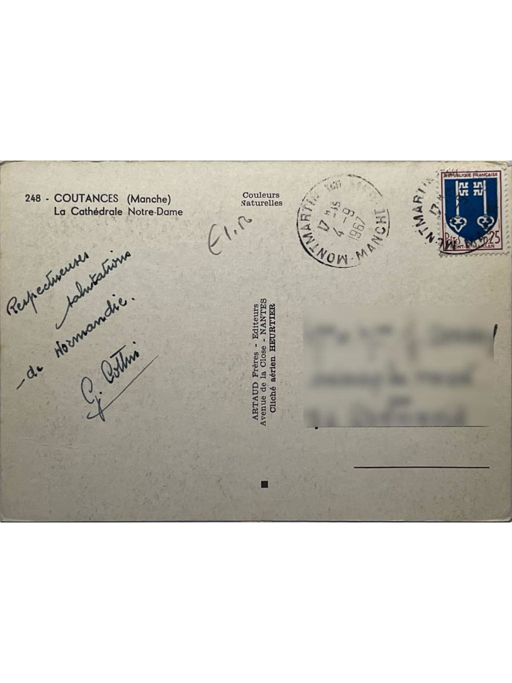 Verso de la carte postale