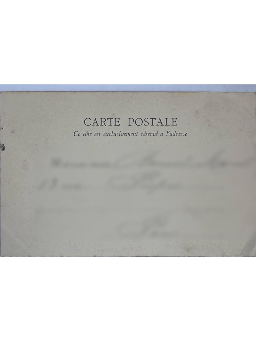 Verso de la carte postale