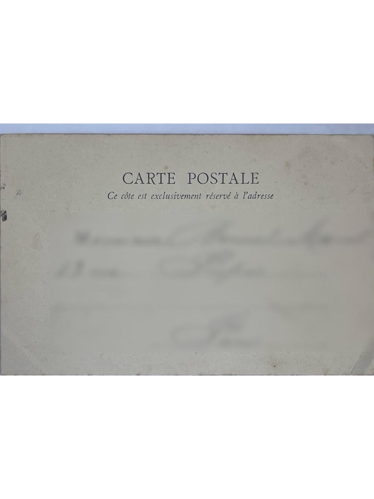 Verso de la carte postale