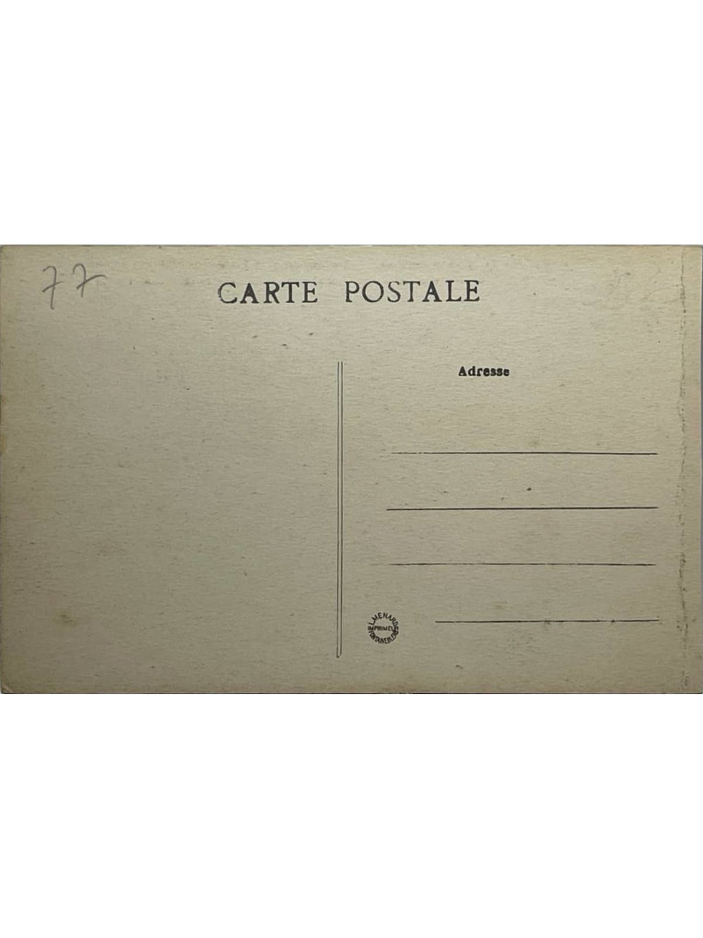 Verso de la carte postale