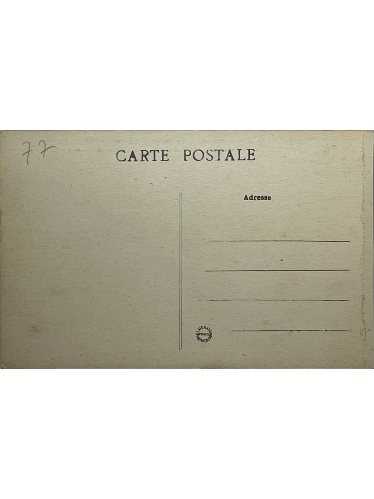 Verso de la carte postale