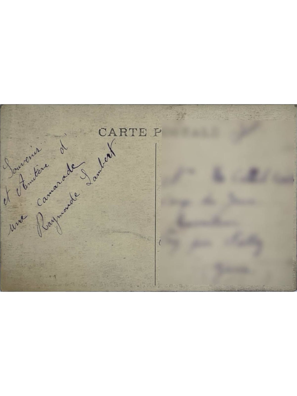 Verso de la carte postale