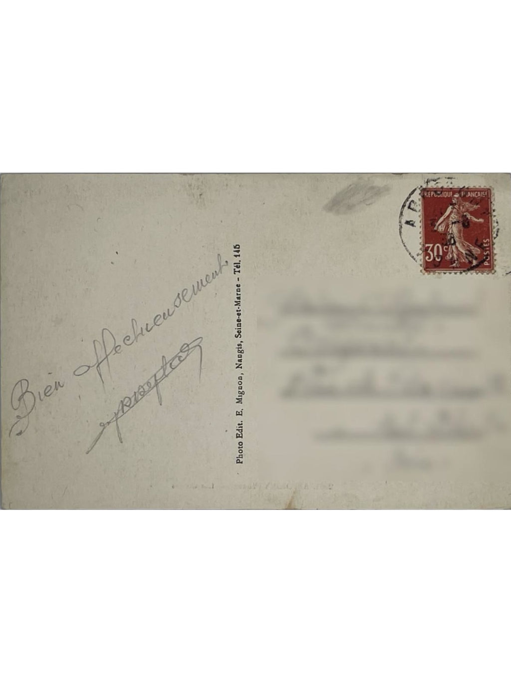 Verso de la carte postale