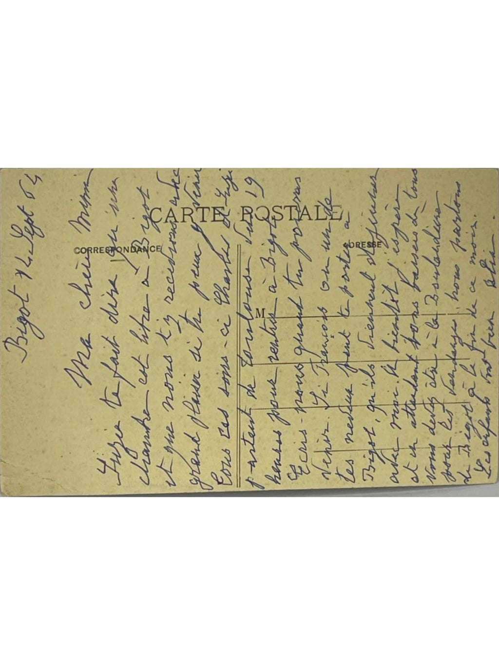 Verso de la carte postale