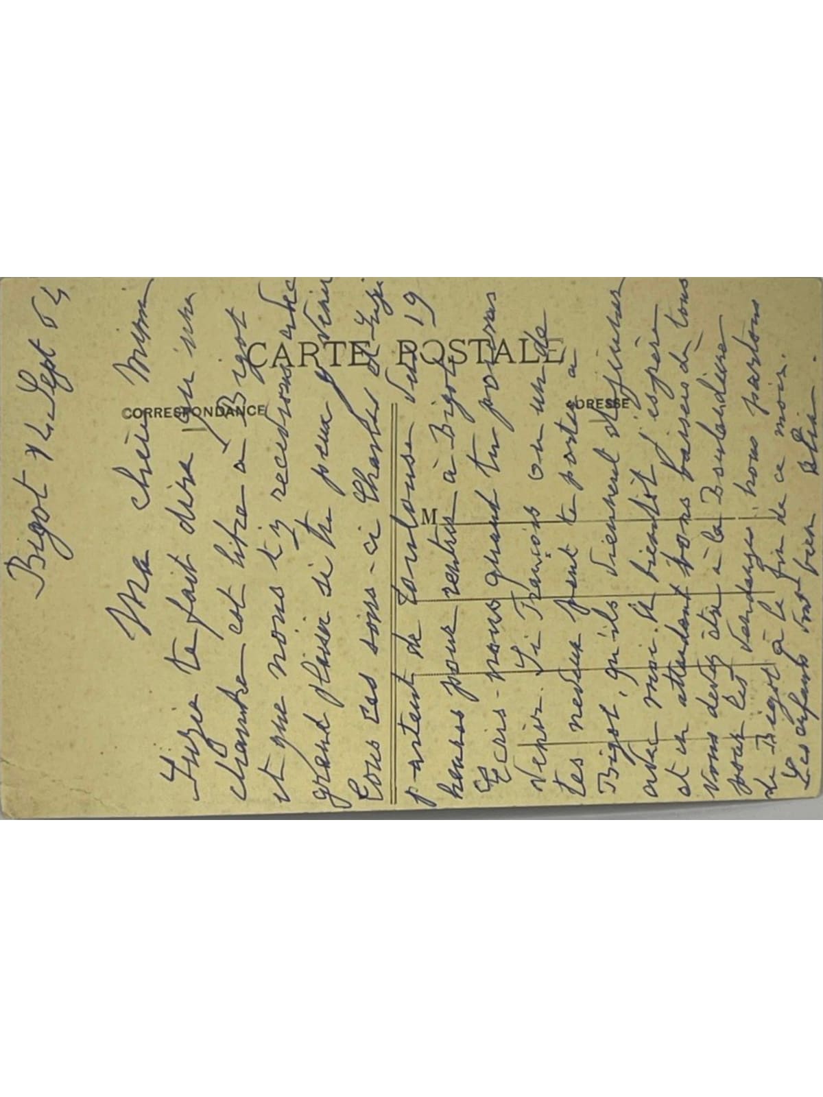 Verso de la carte postale