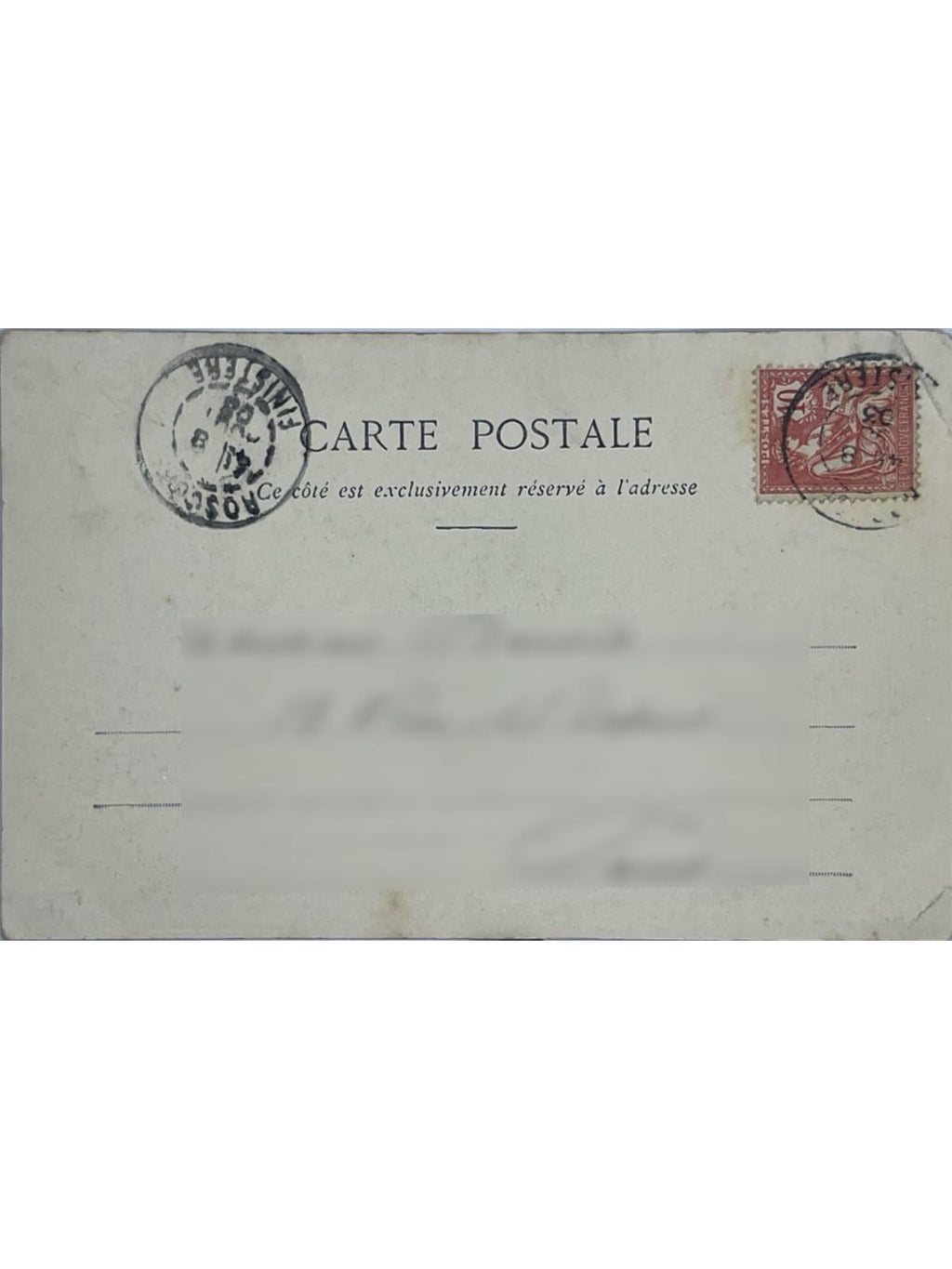 Verso de la carte postale