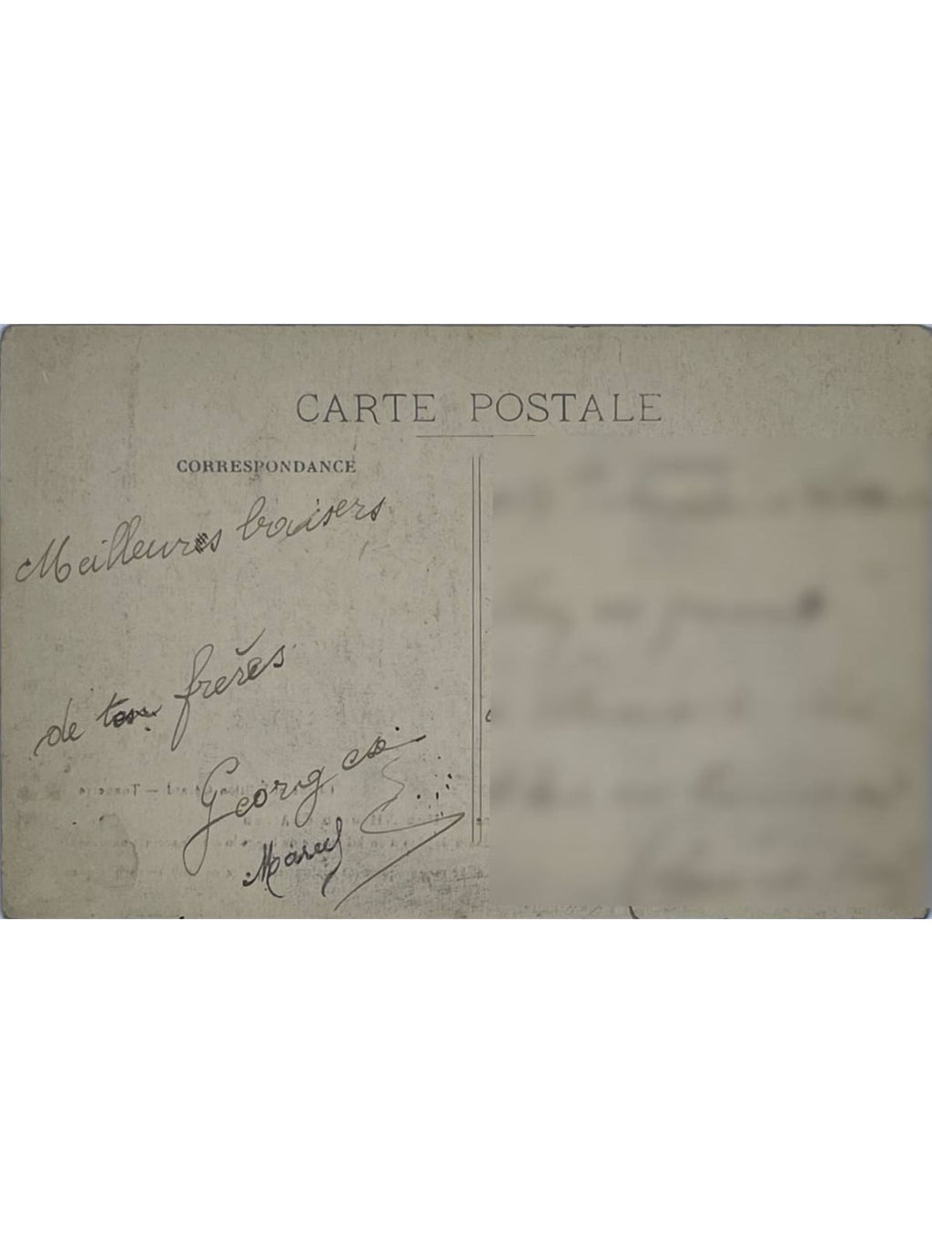 Verso de la carte postale