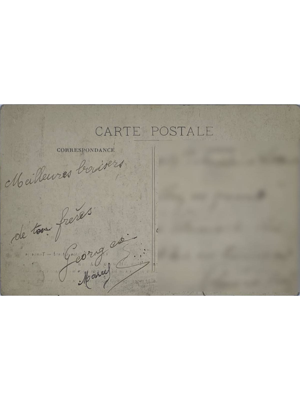 Verso de la carte postale