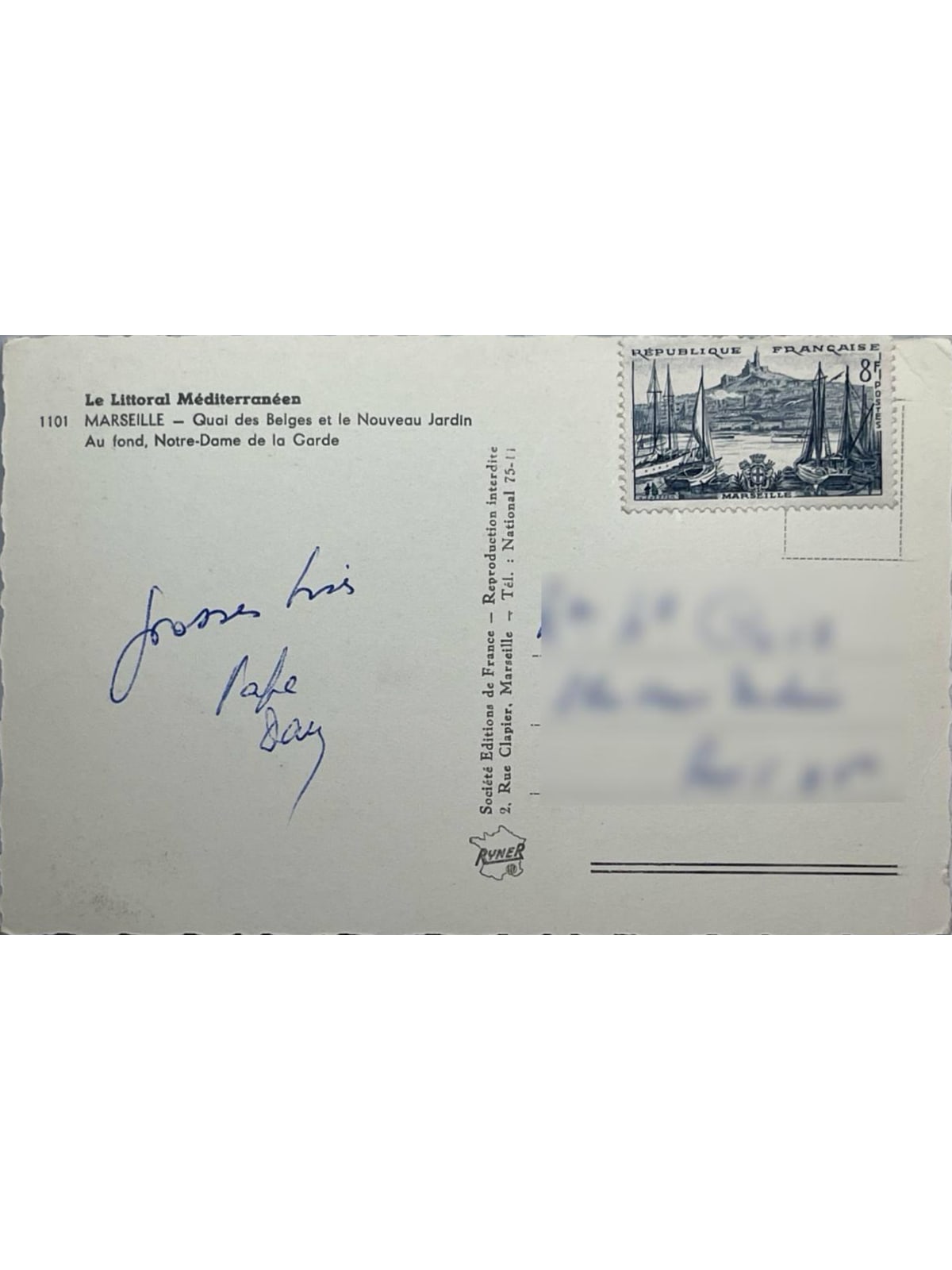 Verso de la carte postale