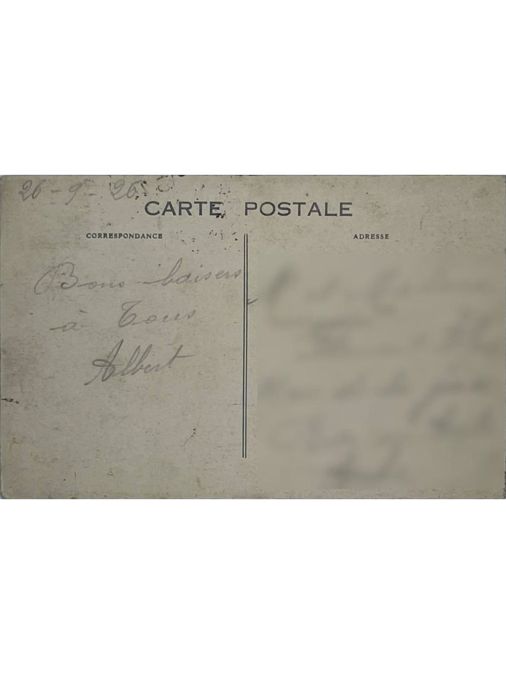 Verso de la carte postale
