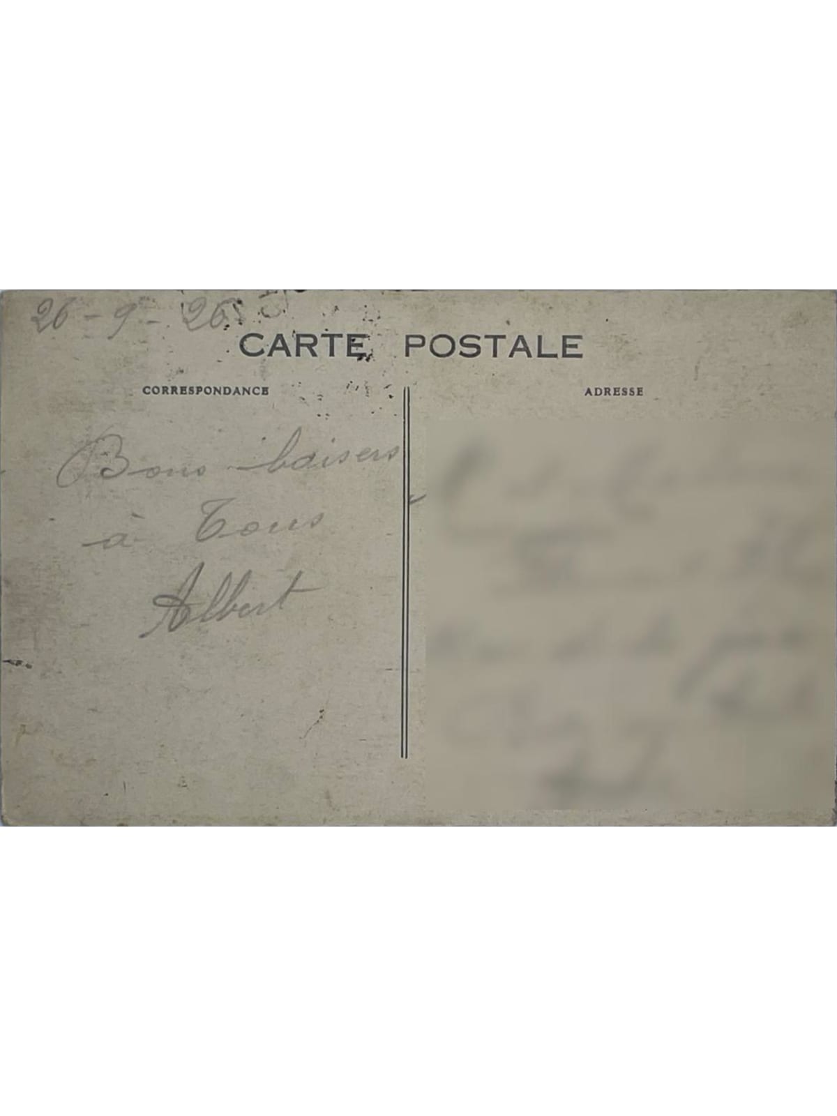 Verso de la carte postale