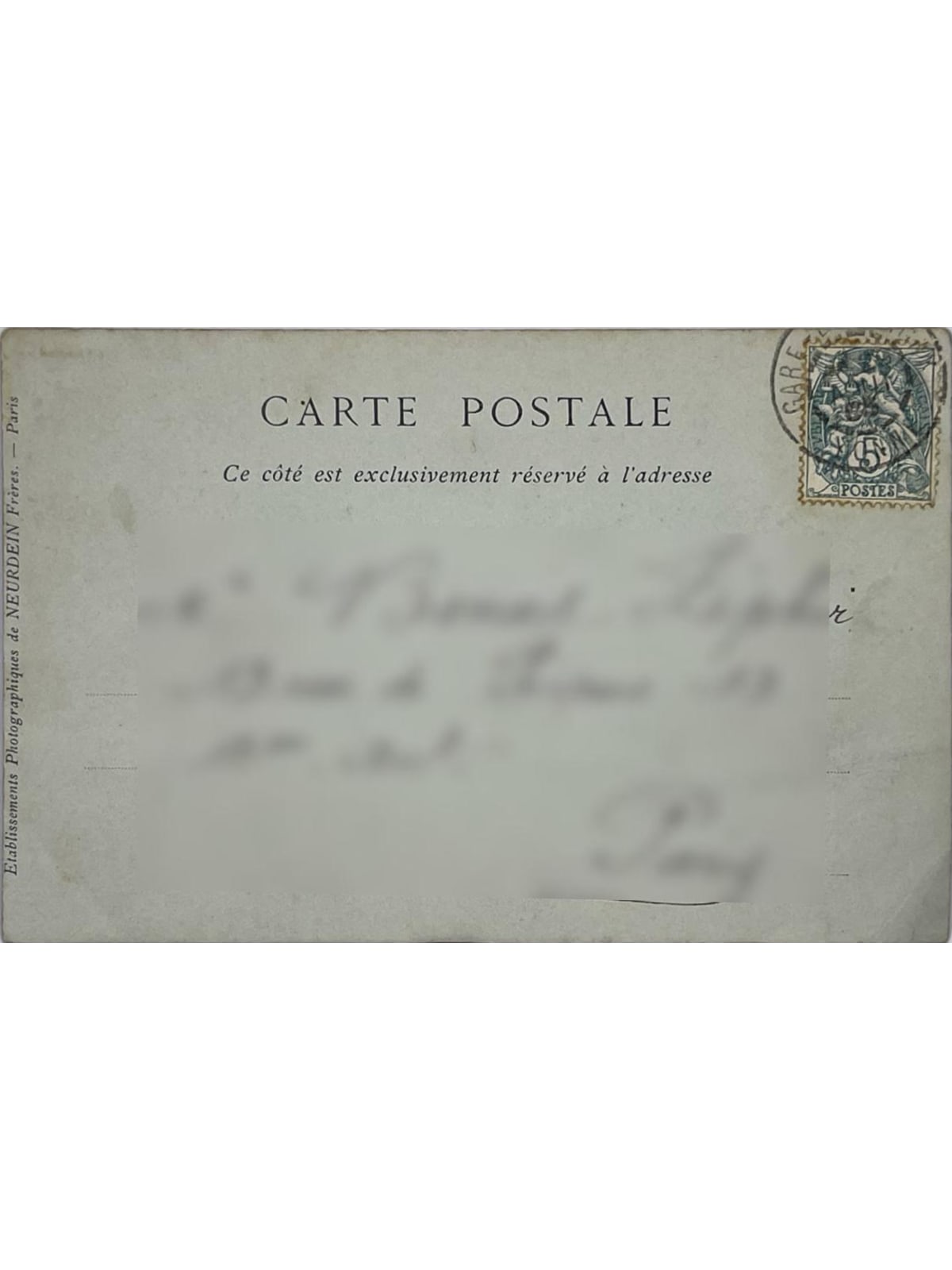 Verso de la carte postale