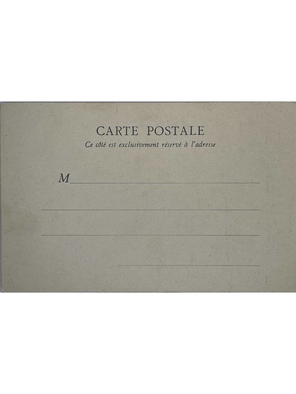 Verso de la carte postale