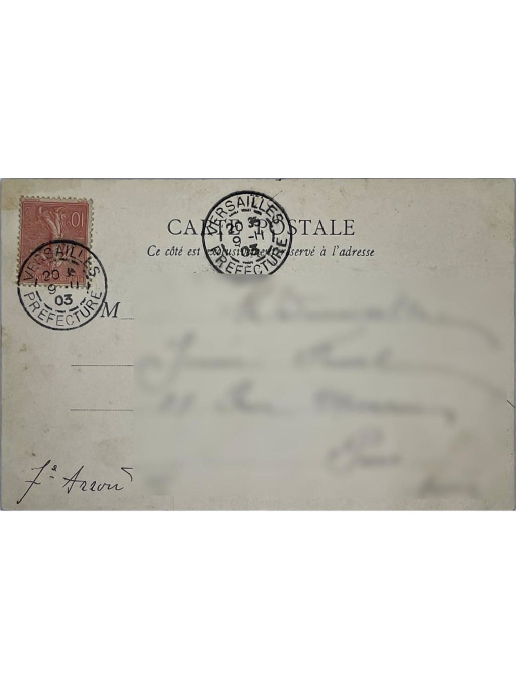 Verso de la carte postale
