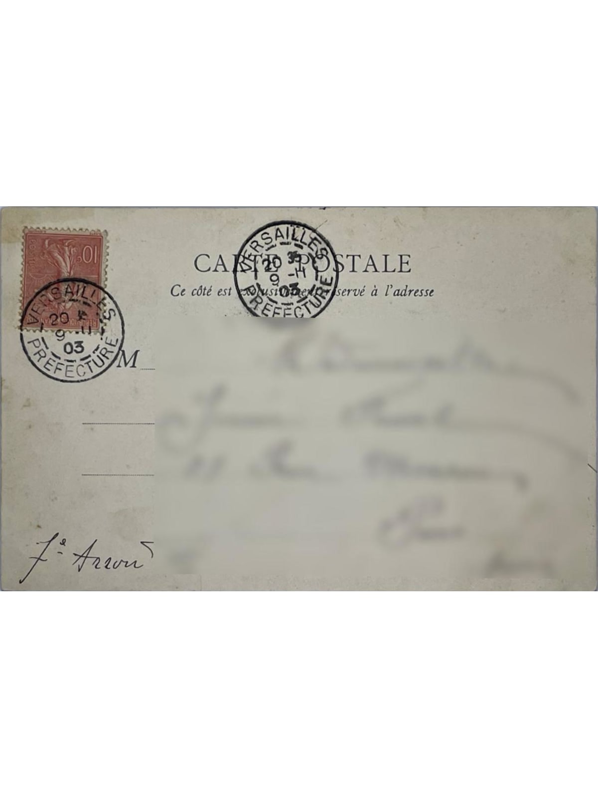 Verso de la carte postale