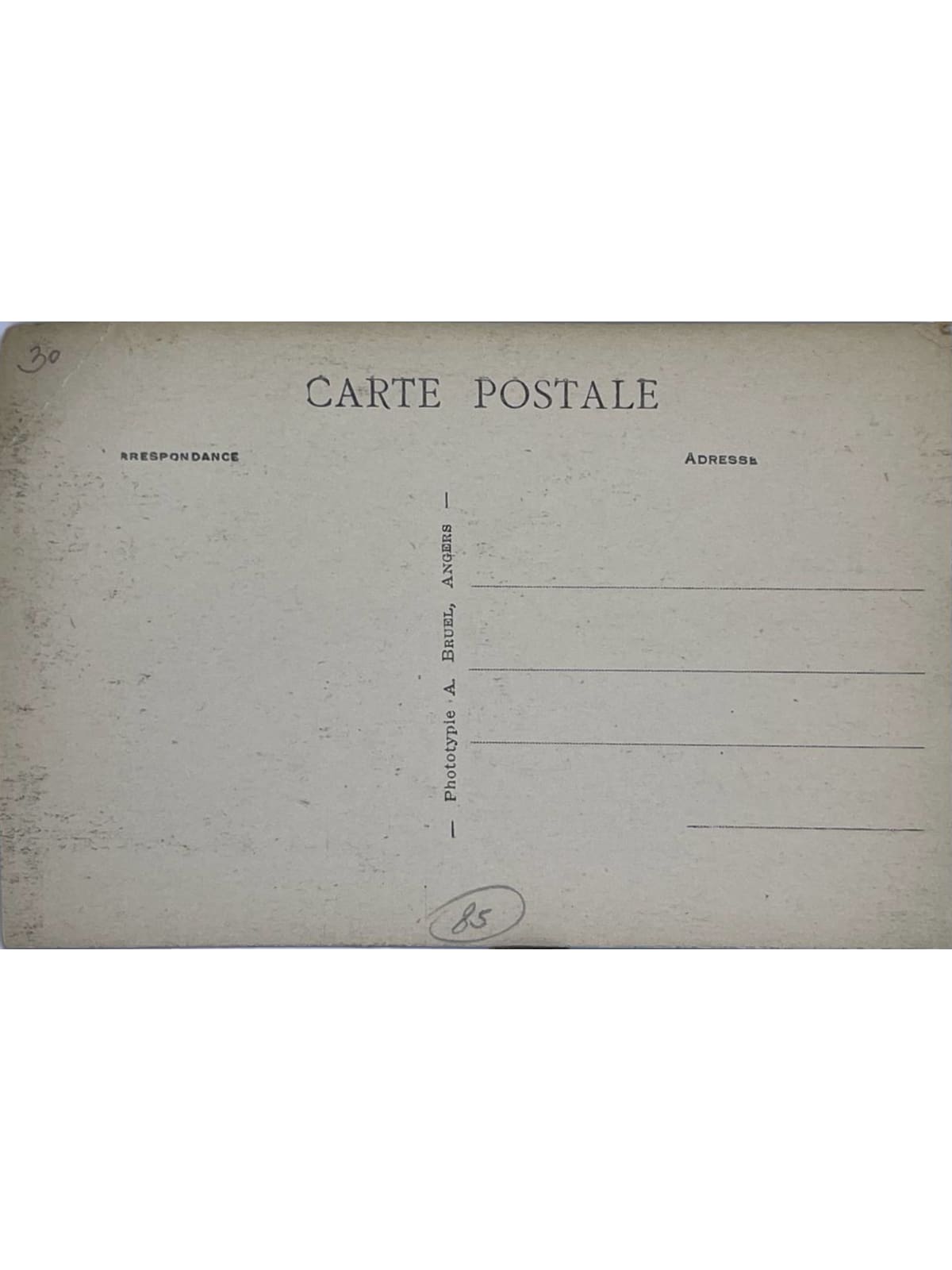 Verso de la carte postale