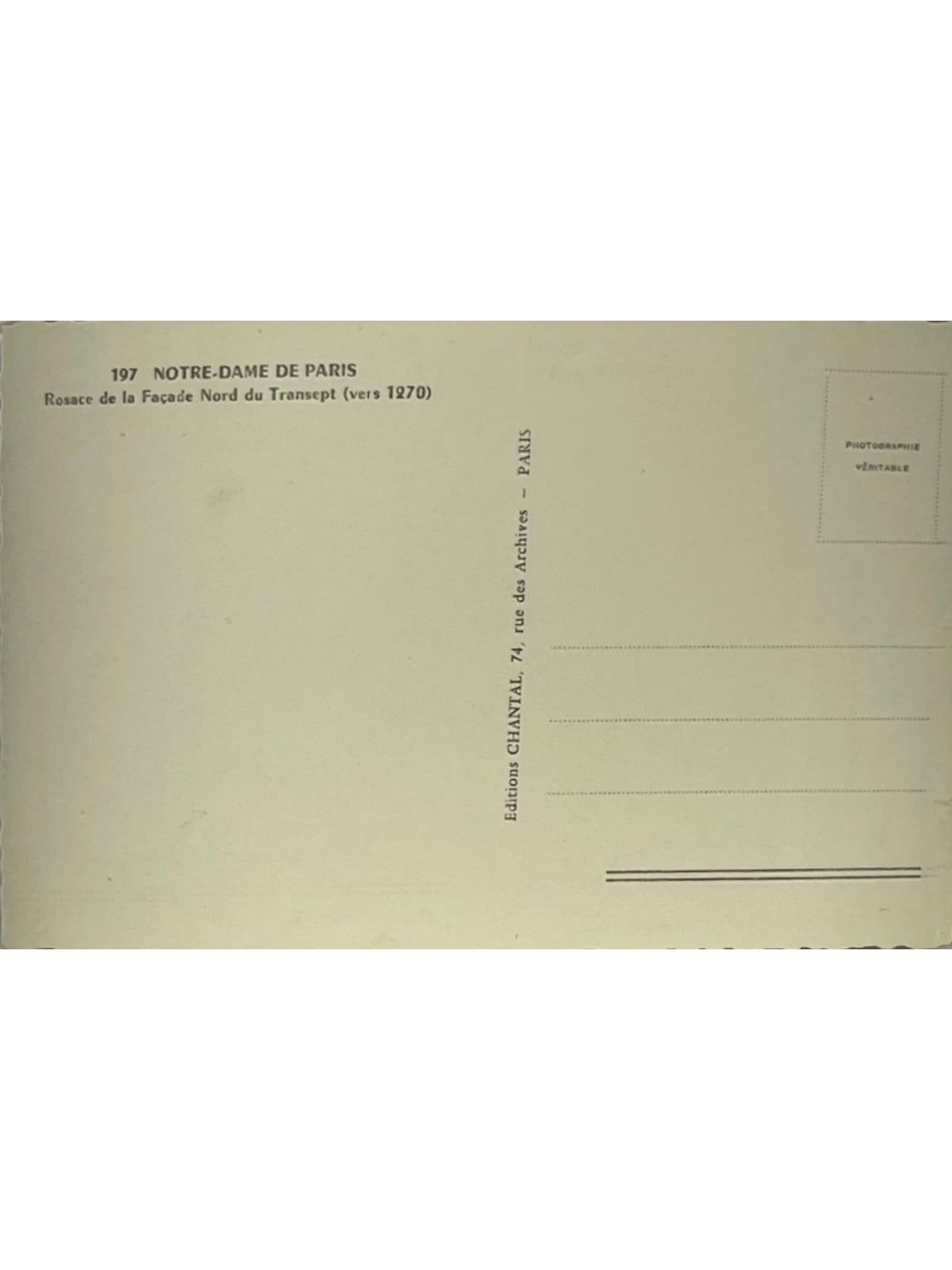 Verso de la carte postale