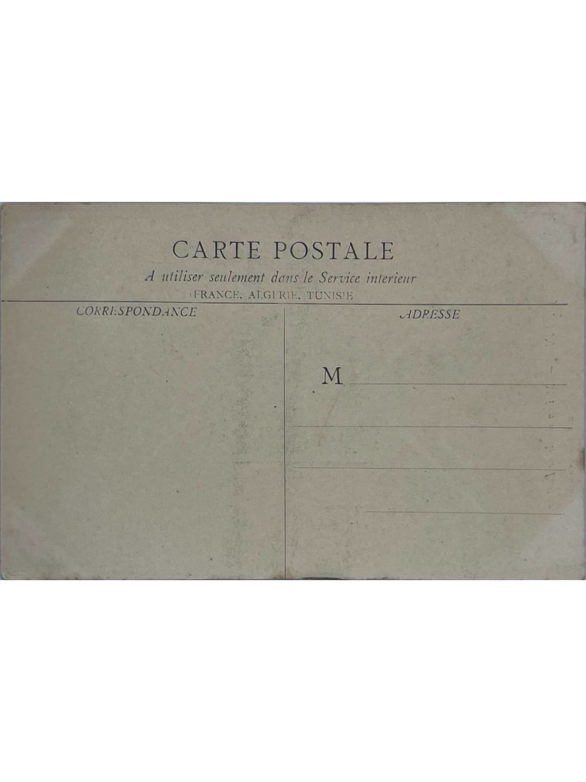 Verso de la carte postale