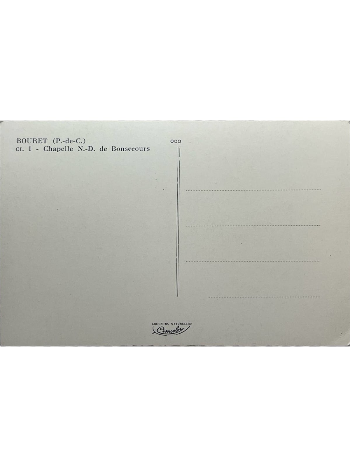 Verso de la carte postale
